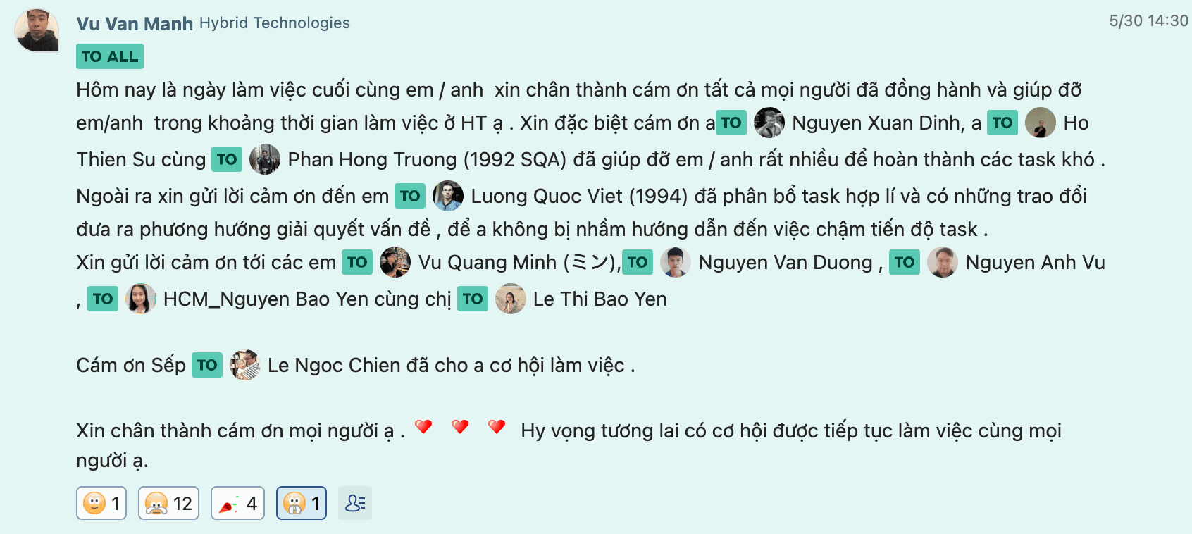 Original message from Manh
